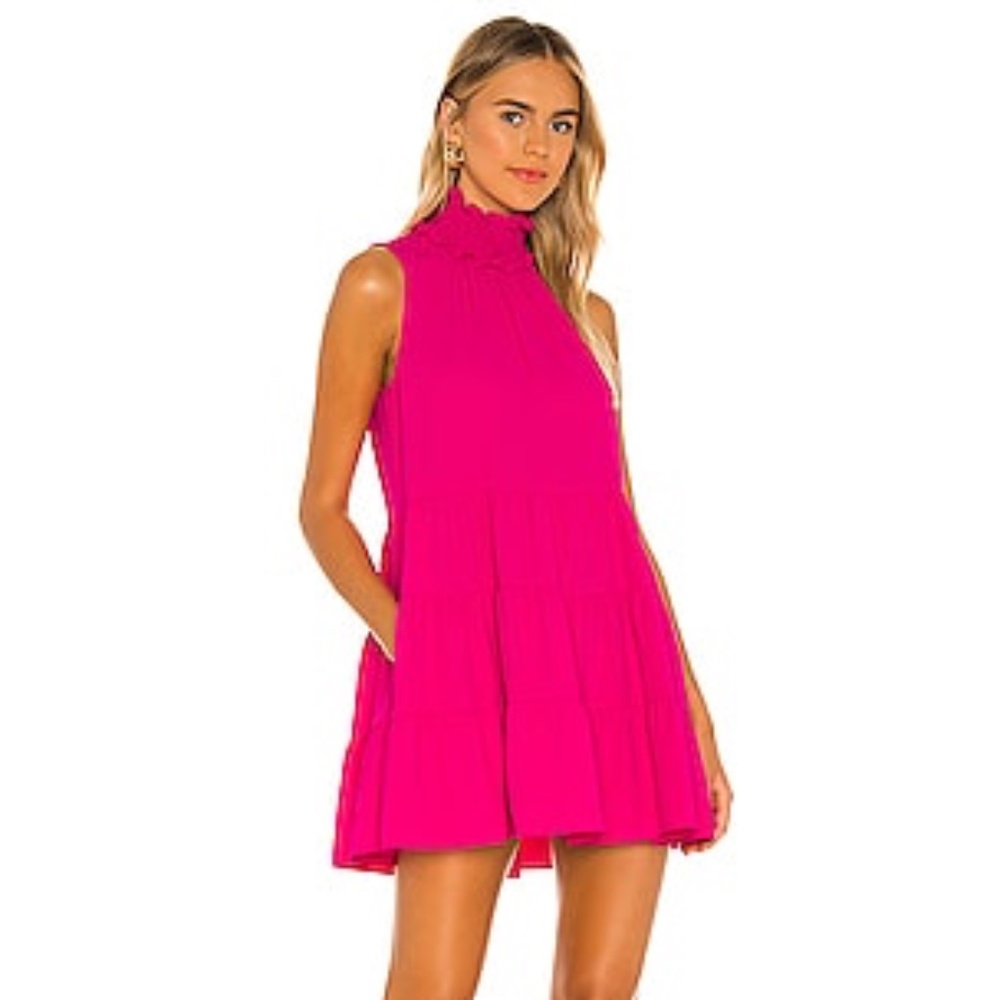 Hot pink ruffle dress